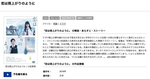 映画 恋は雨上がりのように フル動画を無料視聴 Pandora Dailymotion 9tsu他 無料配信サイトまとめ 小松菜奈 大泉洋 出演 映画ドラマ無料サイト リサーチ ラボ