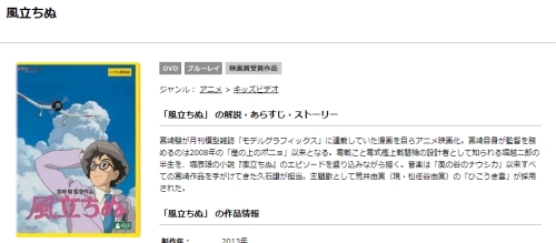 映画 風立ちぬの無料動画配信とフル動画の無料視聴まとめ