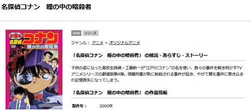 劇場版 名探偵コナン 瞳の中の暗殺者の無料動画をフル配信で無料視聴