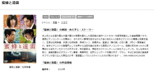 映画 蜜蜂と遠雷の無料動画をフル配信で無料視聴