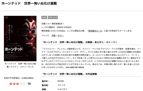 映画  ホーンテッド 世界一怖いお化け屋敷の無料動画
