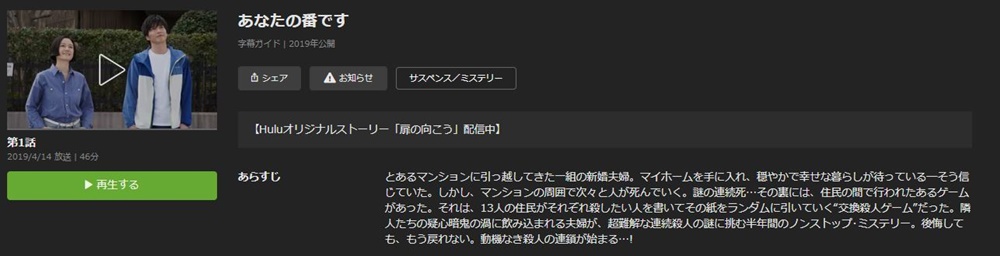 ドラマ あなたの番ですの１話〜全話無料視聴配信まとめ