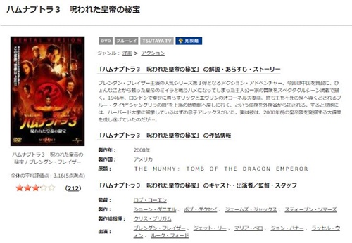 映画 ハムナプトラ３ 呪われた皇帝の秘宝の無料動画配信とフル動画の無料視聴まとめ