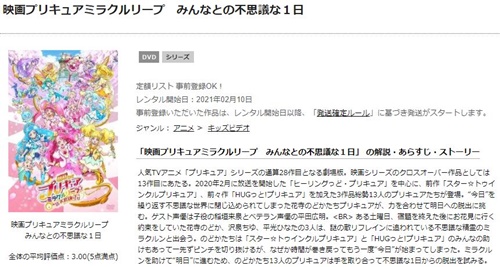 映画プリキュアミラクルリープ みんなとの不思議な１日の無料動画をフル配信で無料視聴