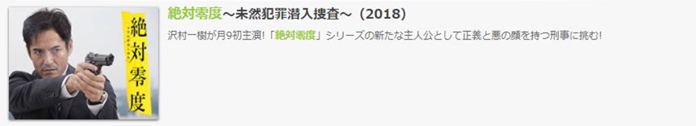 ドラマ 絶対零度 2018の１話〜全話無料視聴配信まとめ