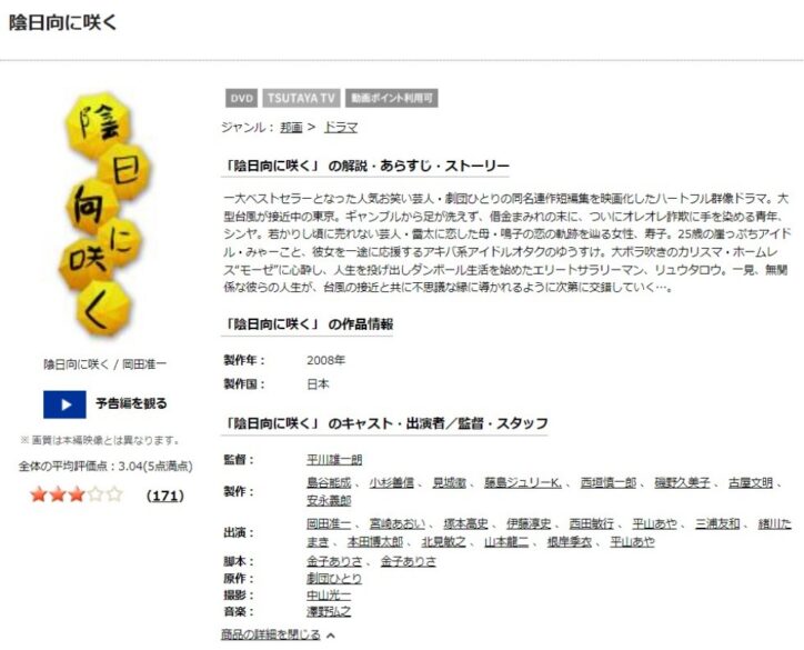 陰日向に咲く 無料動画