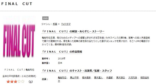 ドラマ Final Cutの１話 全話無料視聴配信まとめ 公式無料動画の視聴方法 Pandora Dailymotionも確認 映画ドラマ無料サイト リサーチ ラボ