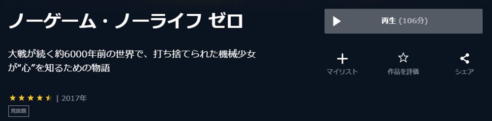 映画 ノーゲーム・ノーライフ ゼロのアニメ無料動画をフル配信で無料視聴