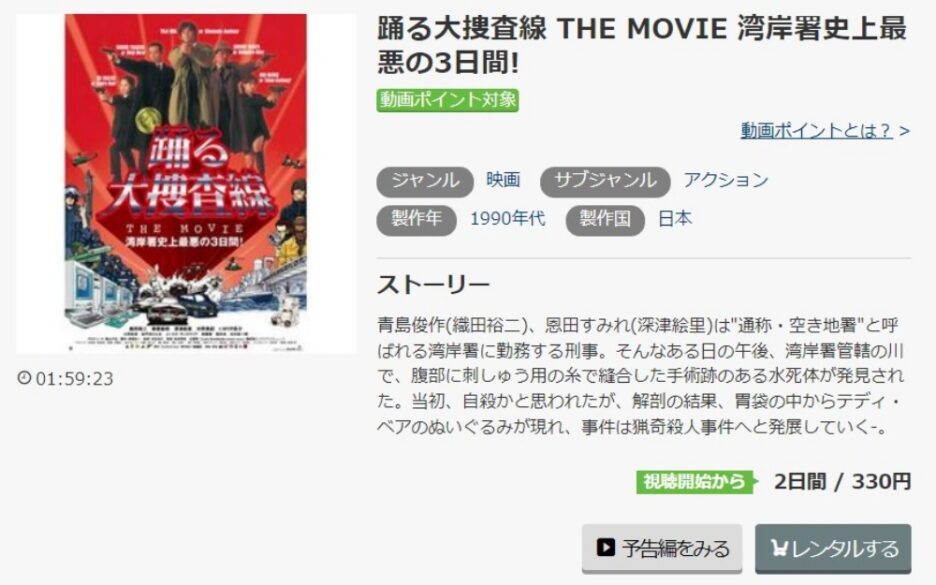  踊る大捜査線 THE MOVIE 湾岸署史上最悪の3日間！ 無料動画