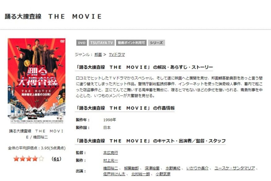  踊る大捜査線 THE MOVIE 湾岸署史上最悪の3日間！ 無料動画