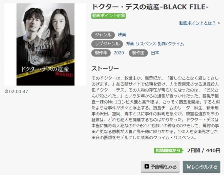 映画 ドクター・デスの遺産-BLACK FILE- 無料動画
