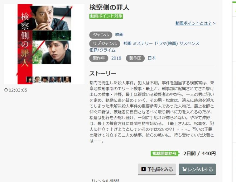検察側の罪人 無料動画