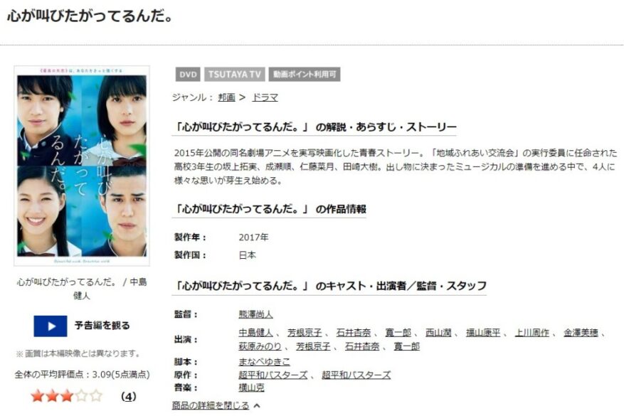 心が叫びたがってるんだ 無料動画
