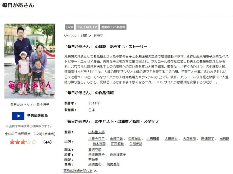 映画 毎日かあさん 実写 の無料動画配信とフル動画の無料視聴まとめ 小泉今日子出演 映画ドラマ無料サイト リサーチ ラボ