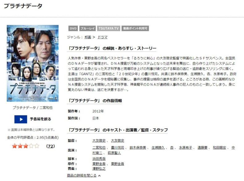 プラチナデータ 無料動画