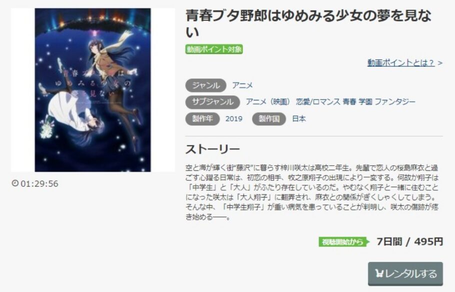 青春ブタ野郎はゆめみる少女の夢を見ない 無料動画