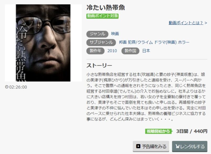 冷たい熱帯魚 無料動画