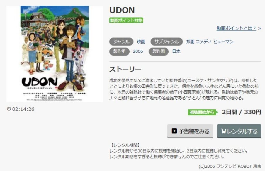 映画 Udonの無料動画をフル動画で無料視聴 Pandora Dailymotionも確認 映画ドラマ無料サイト リサーチ ラボ