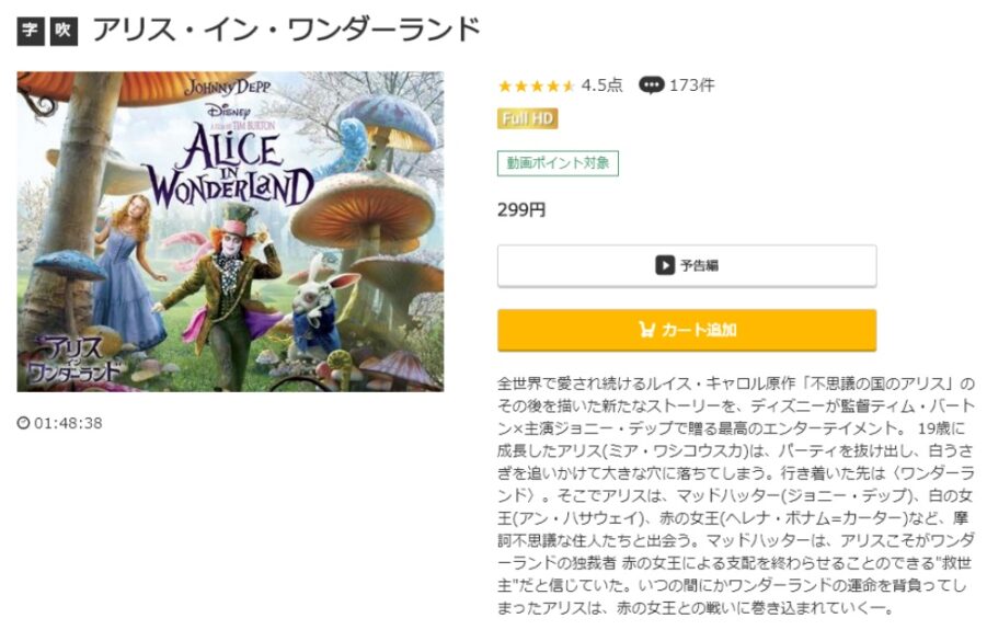 アリス・イン・ワンダーランド 無料動画