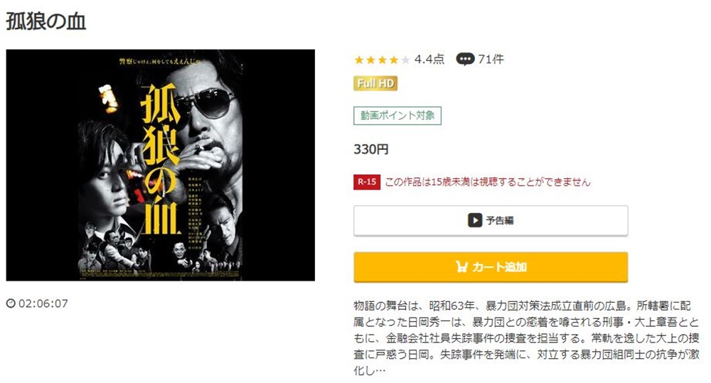 孤狼の血 無料動画