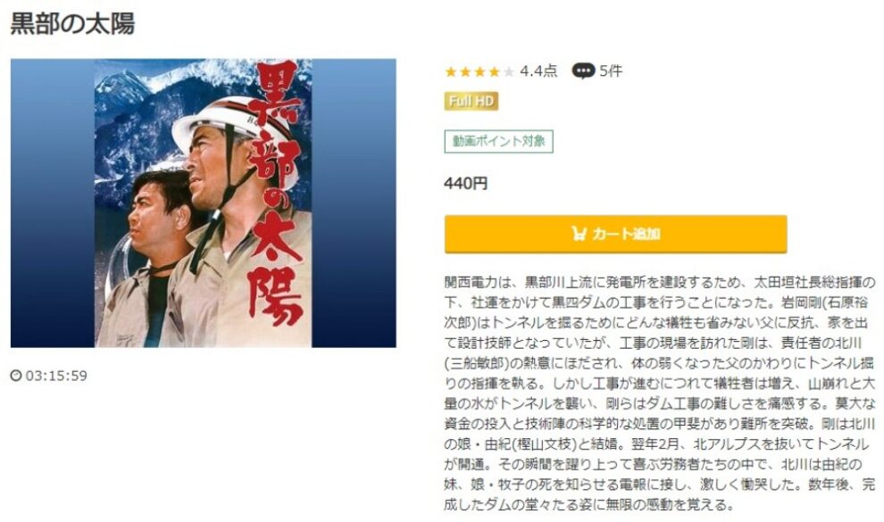 黒部の太陽 無料動画