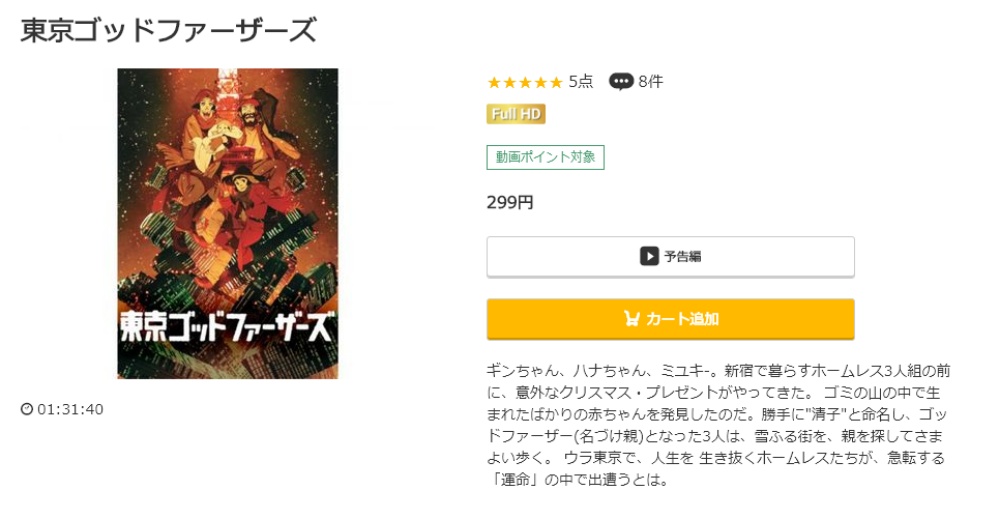 東京ゴッドファーザーズ 無料動画